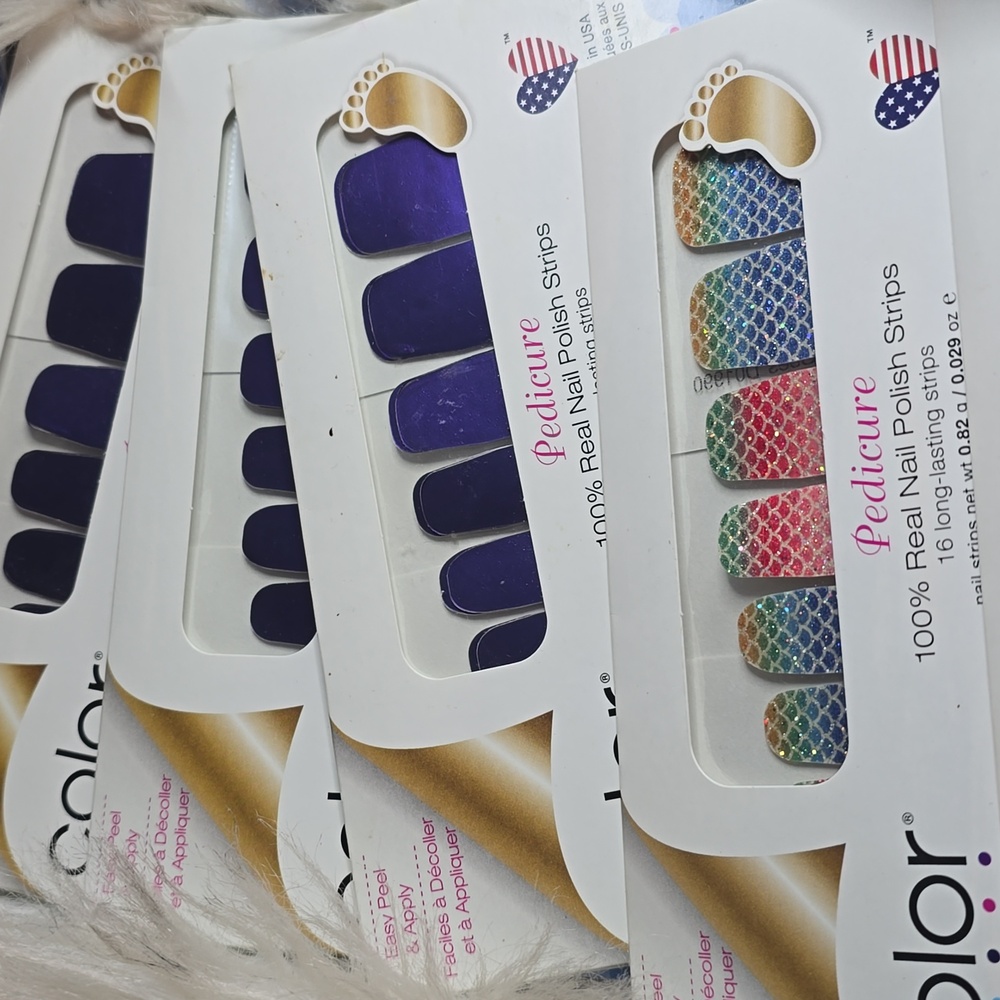 Color Street Pedicure Nail Strips Bundle Of 11 Glitter/ Blue/Summer Sets #8 - Picture 4 of 7